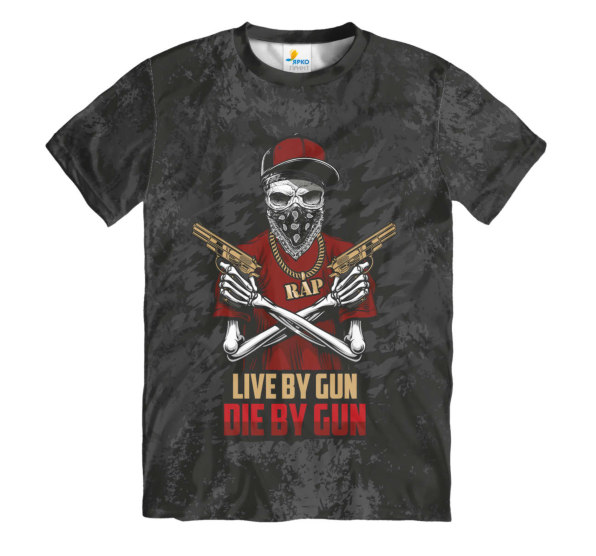 Футболка мужская Rap - Live By Gun. Die By Gun.
