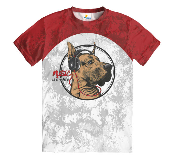 Футболка мужская Dog Music White-Red