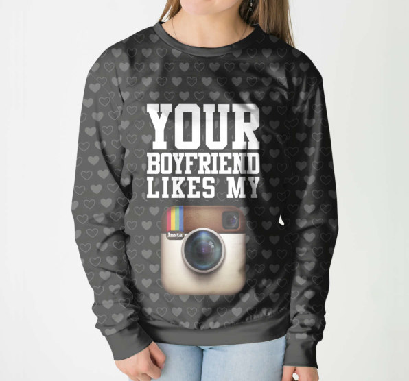 Свитшот женский Your Boyfriend Like my inst Black