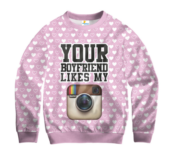 Свитшот женский Your Boyfriend Like my inst Pink