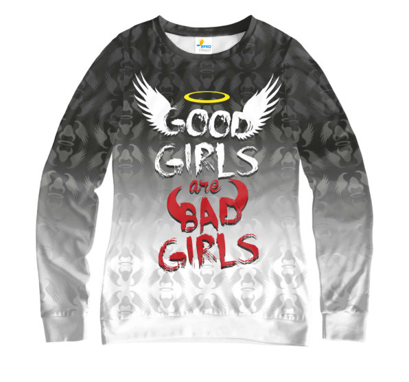 Свитшот женский Good girl are Bad girl Черно-белая