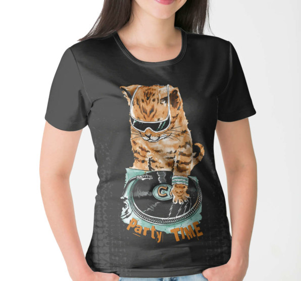 Футболка женская Кот DJ