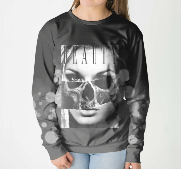 Свитшот женский Beauty Girl Skull Black