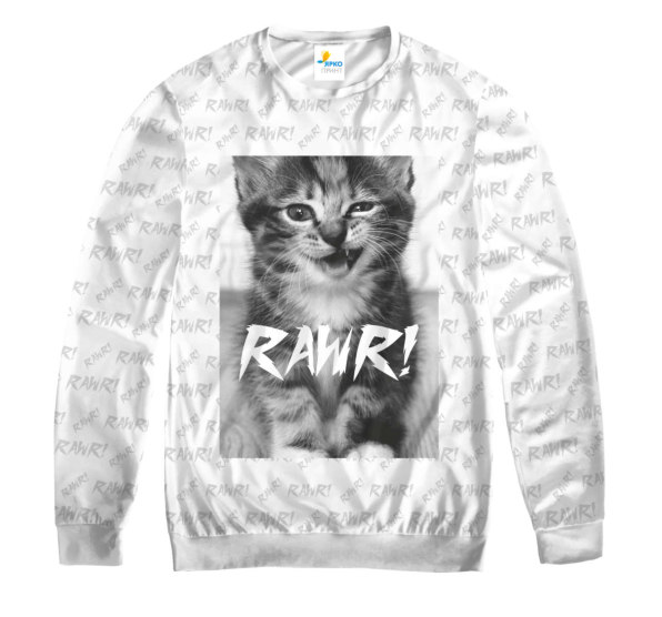 Свитшот мужской Rawr kitten White