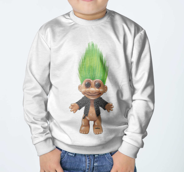 Свитшот детский Troll Rock White