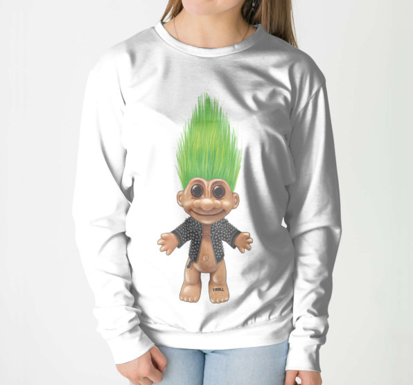 Свитшот женский Troll Rock White