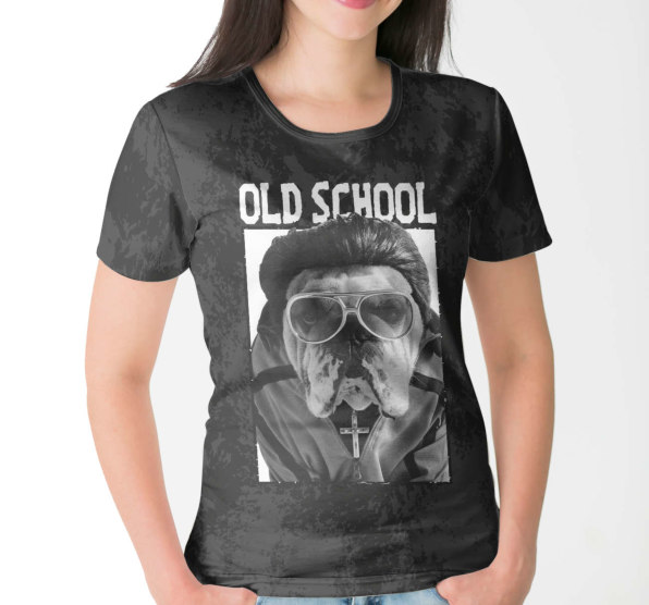Футболка женская Old SchooL Dog Dark