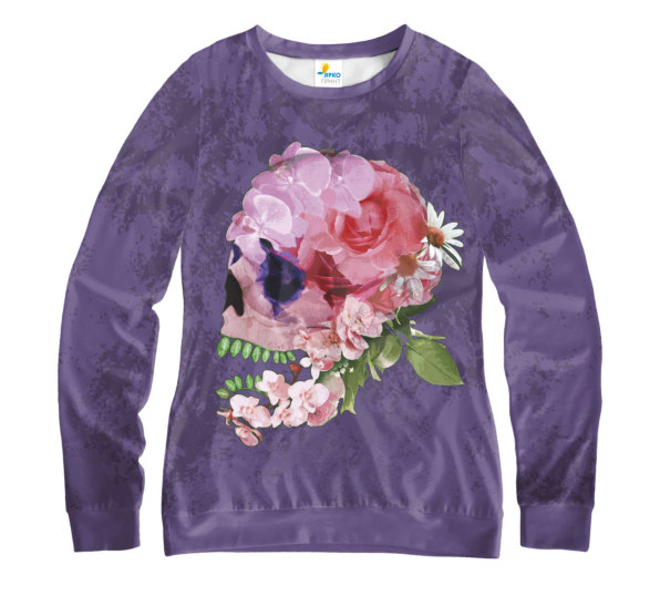Свитшот женский Череп из цветов purple