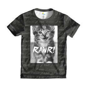 Футболка детская Rawr kitten Black