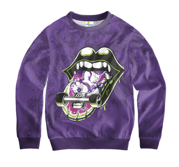 Свитшот детский Скейт язык Purple