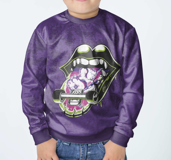 Свитшот детский Скейт язык Purple