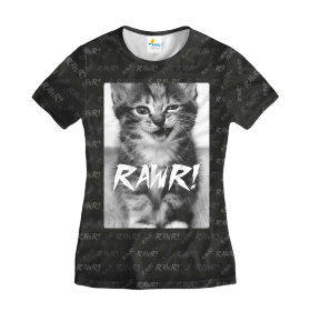 Футболка женская Rawr kitten Black
