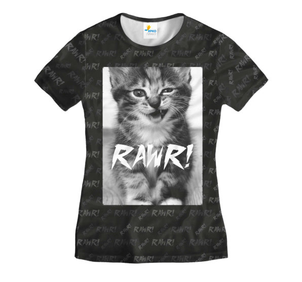 Футболка женская Rawr kitten Black