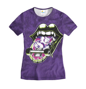Футболка женская Скейт язык Purple
