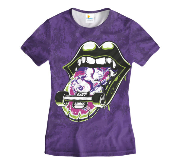 Футболка женская Скейт язык Purple