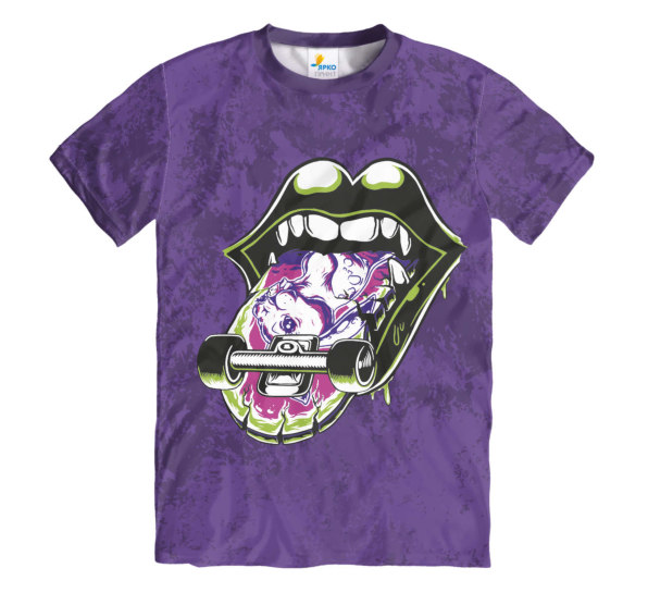 Футболка мужская Скейт язык Purple