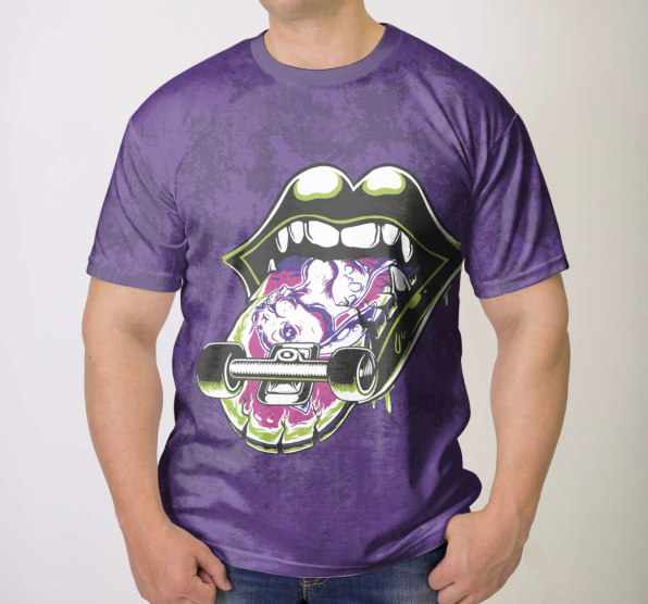 Футболка мужская Скейт язык Purple