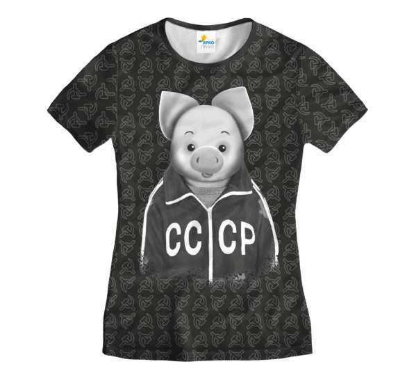 Футболка женская Хрюша Old СССР Черная