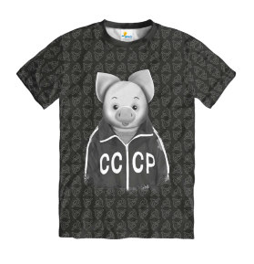 Футболка мужская Хрюша Old СССР Черная