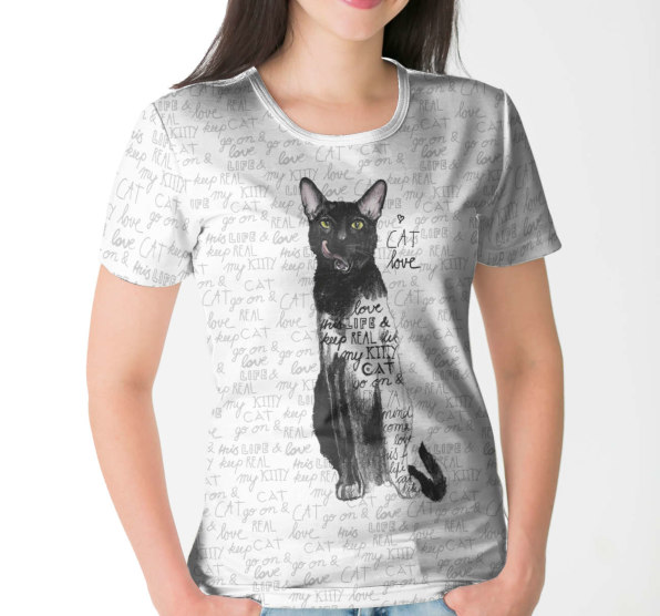 Футболка женская Love Black Cat