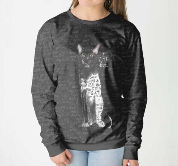 Свитшот женский Love Black Cat Черная