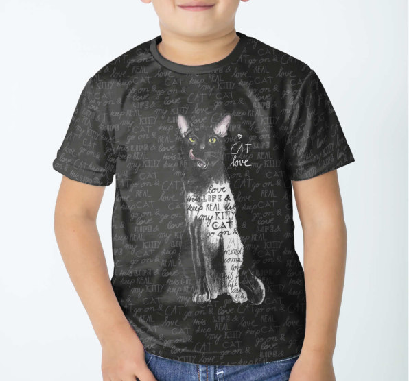 Футболка детская Love Black Cat Черная