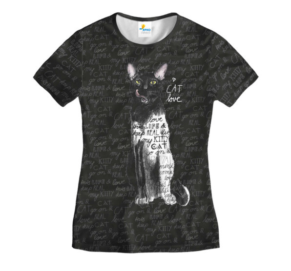 Футболка женская Love Black Cat Черная