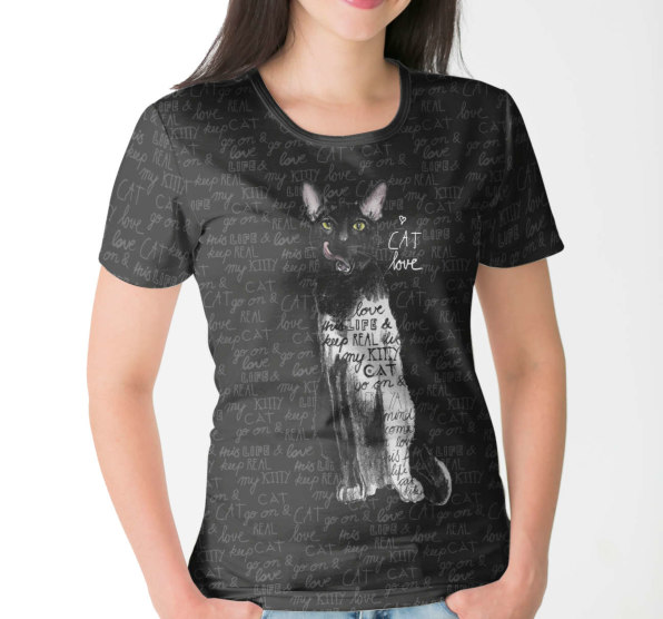 Футболка женская Love Black Cat Черная